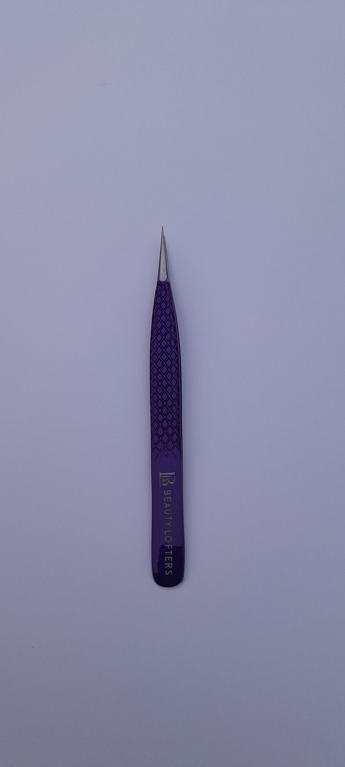 Beauty Lofters powder purple straight isolation diamond print tweezer front view